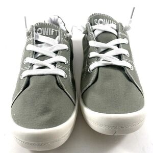 SOWIFT Women's Slip On Canvas Sneakers Comfort Low Top Tennis Sage Green Sz 7